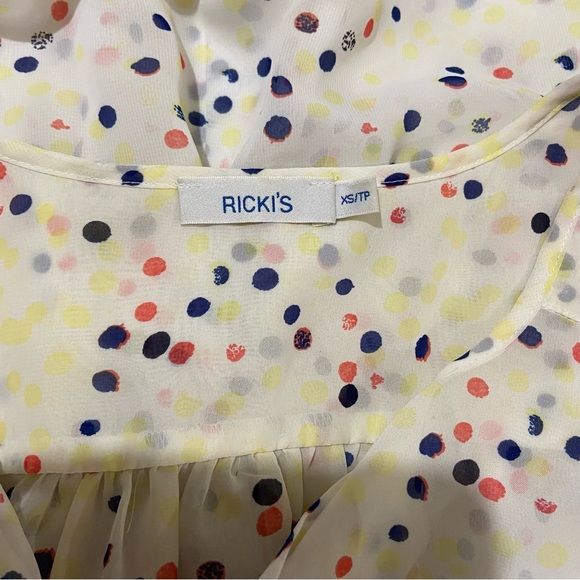 Ricki’s short sleeved gauzy sheer blouse. Polka Dot. Woman’s XS. - Picture 3 of 5